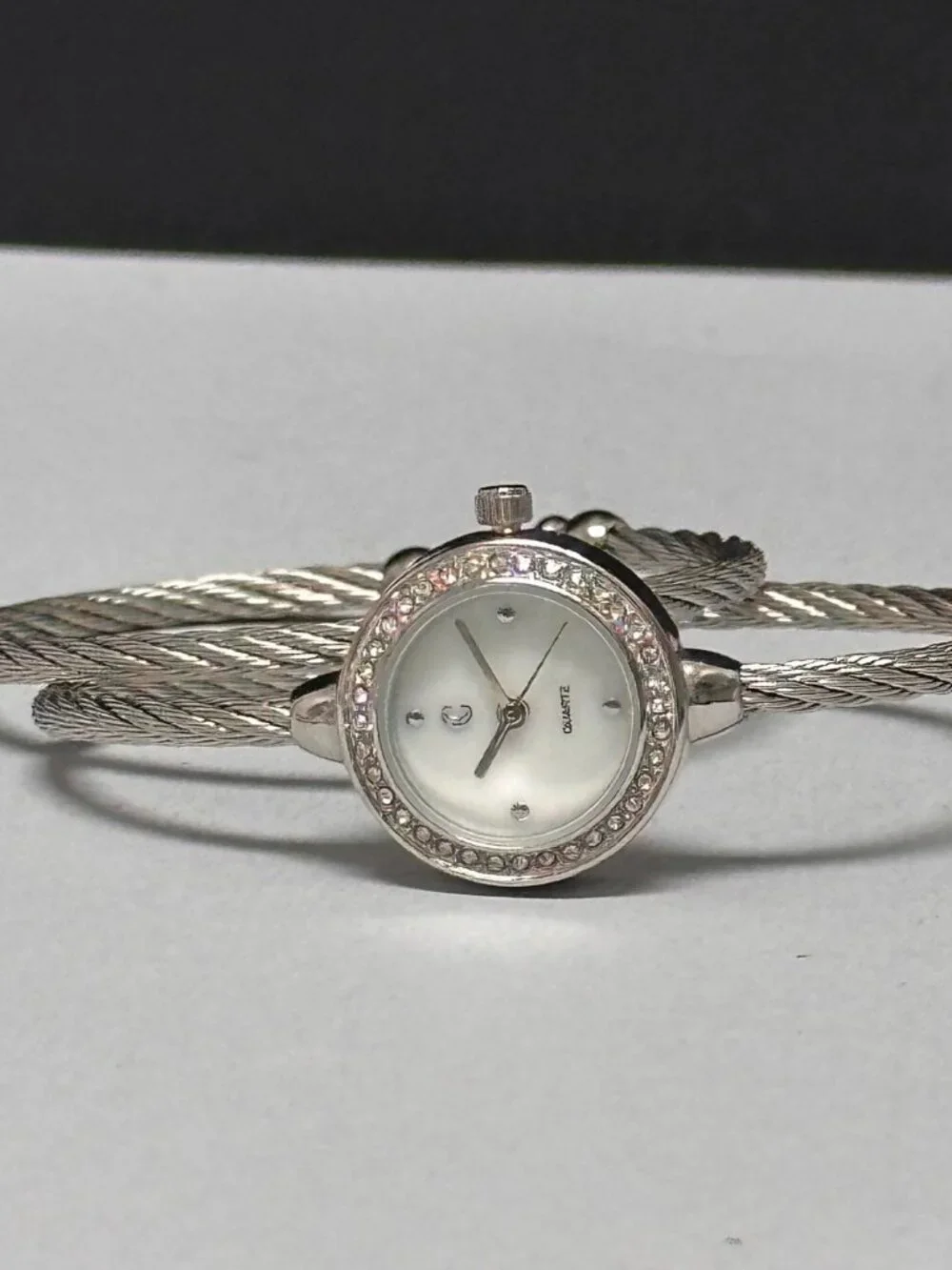 Charming Charlie Watch Womens Silver Tone Matching Bracelet Cuff Band Works